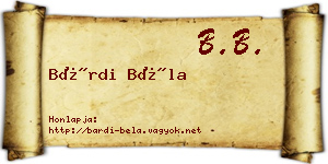 Bárdi Béla névjegykártya